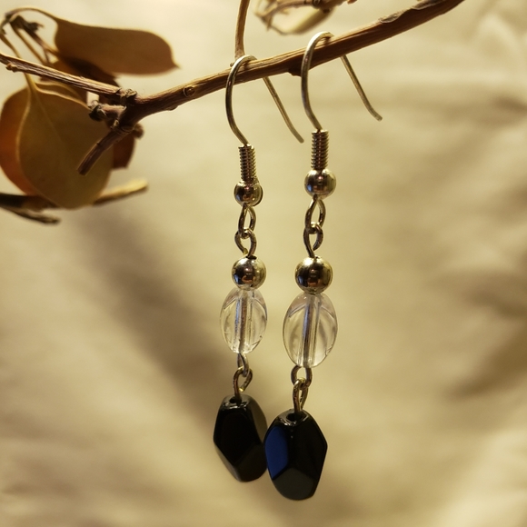 "Tears For The Black Knights" Fish Hook Earrings - Picture 1 of 3